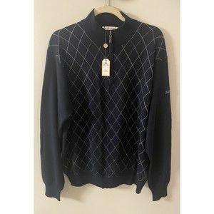 Peter Millar Mens 1/4 Zip Sweater 100% Merino Wool Pullover Navy L NWT LOGO $225